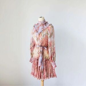 Zimmermann Long Sleeve Floral Mini Dress